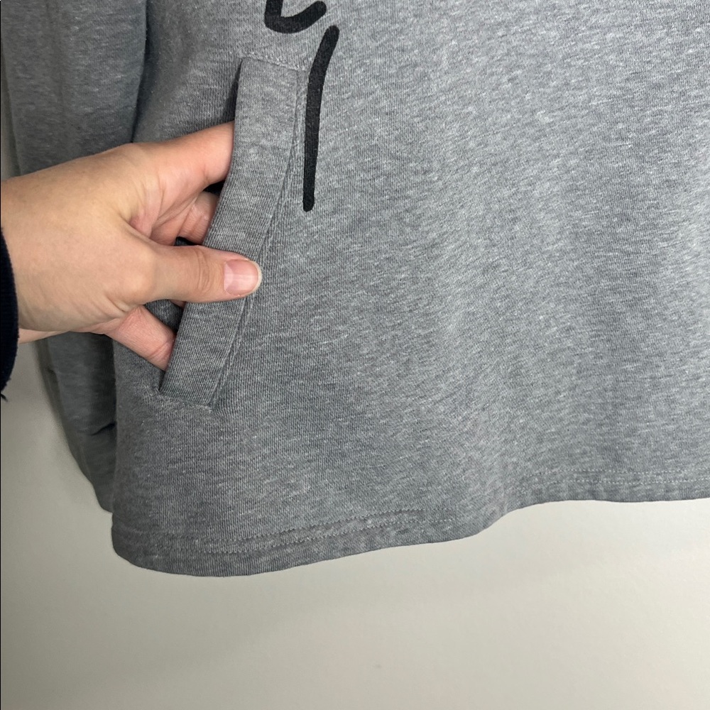 Marushka Blue Eyed Cat Whimsical Wearable Art gray pullover hoodie size Medium - Picture 4 of 15